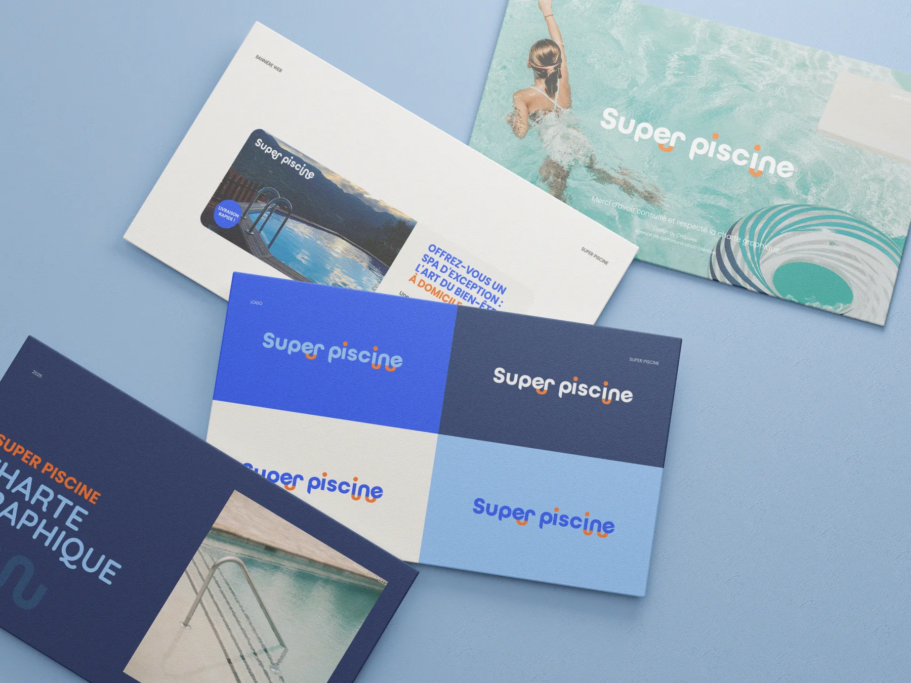 Branding et identité de marque - charte graphique - Super Piscine - Agence crapules - communication strasbourg